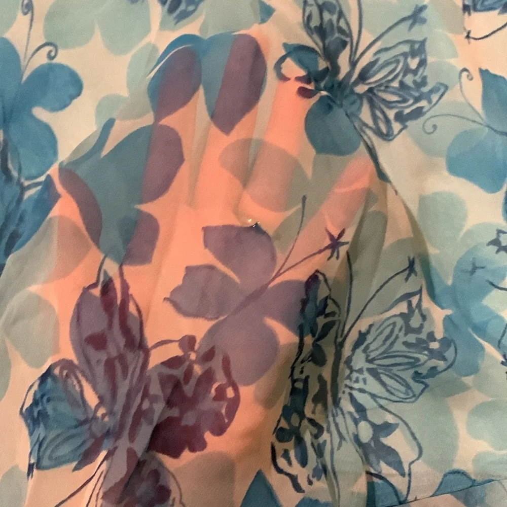 Vintage 90’s Y2K Blue Butterfly Ruffle Hem Skirt - Picture 3 of 7